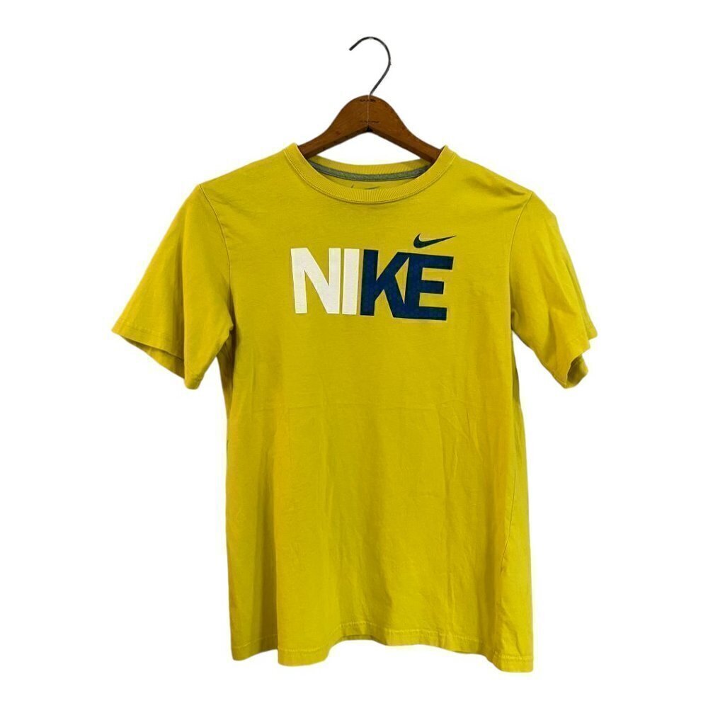 Nike Boys Tee Shirt Short Sleeves Boys XL Yellow Spellout